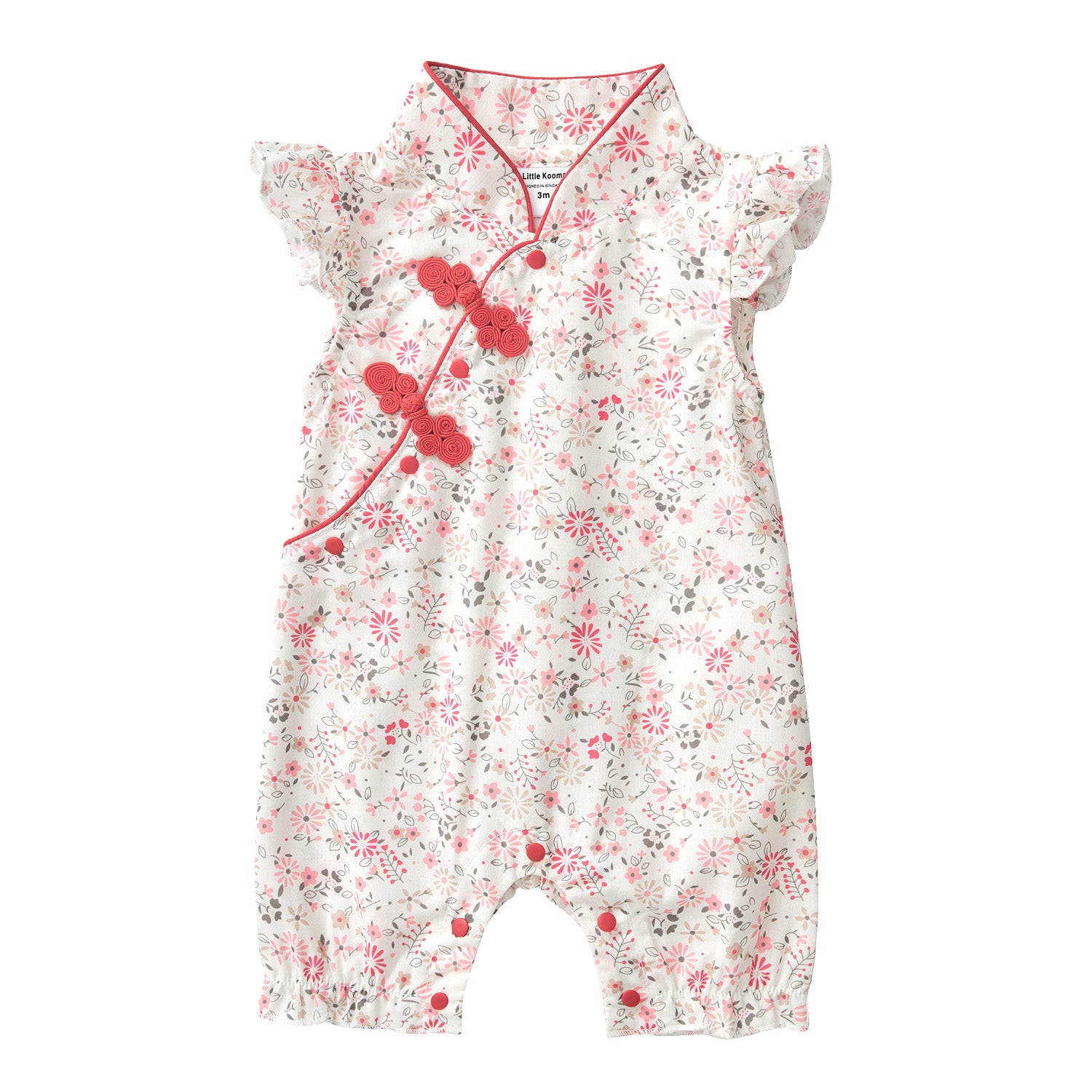 Good 3 Months Baby Cheongsam Suit Wrap Romper - Pink Pinstripe Panda Brocade