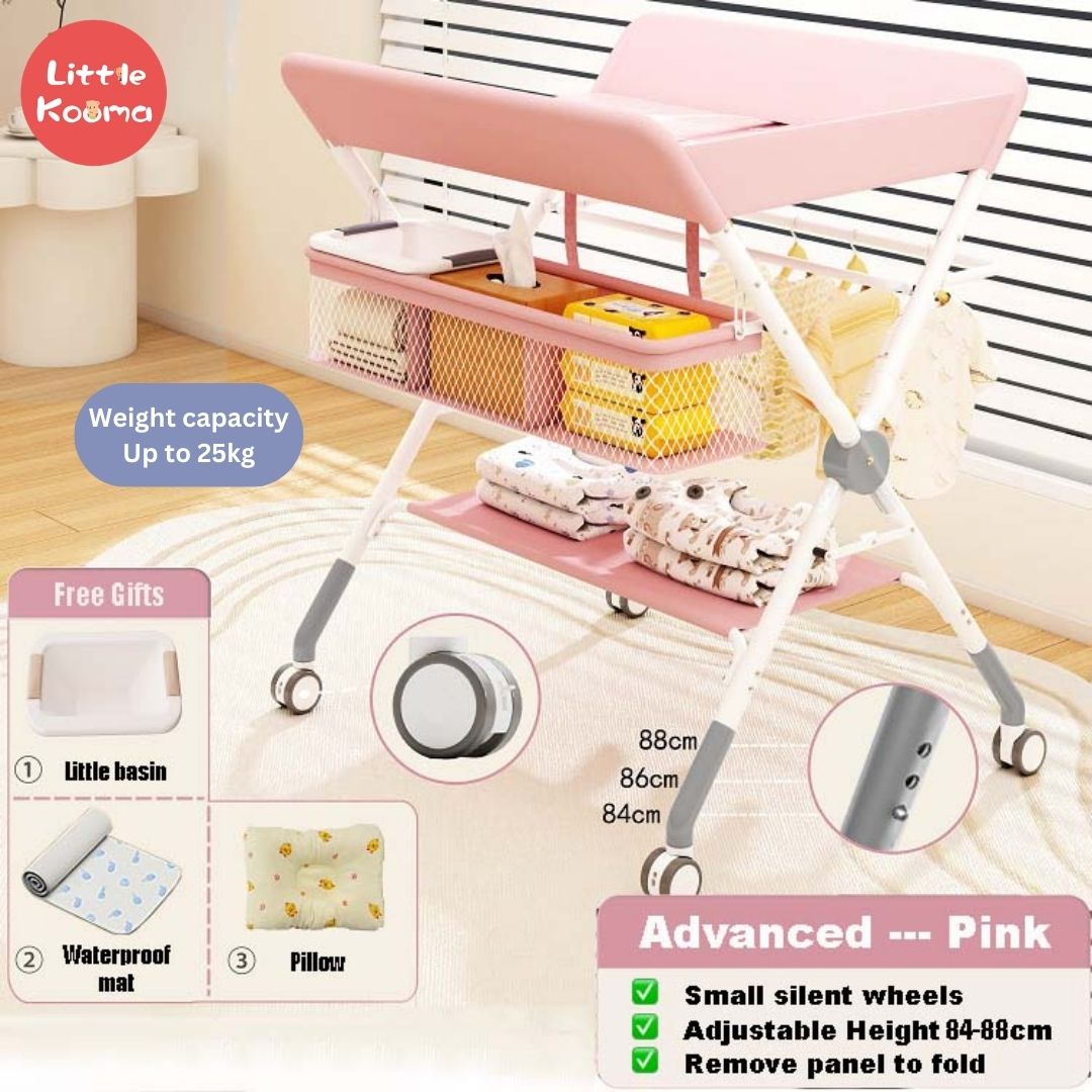 Mobile Foldable Multi-functional Baby Diaper Changing Station Table Adjustable Height