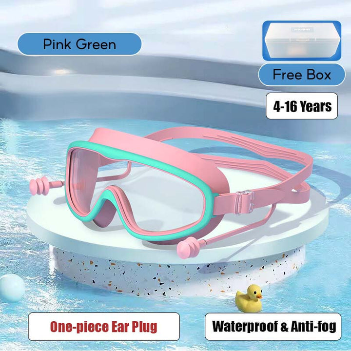 Kid's Swimming Goggles Anti-fog Wide Vision Silicone Frame