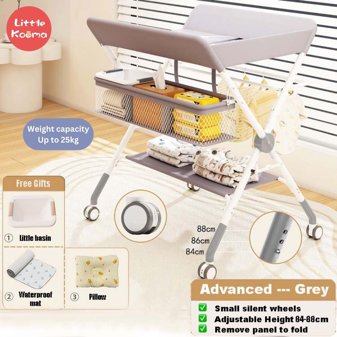 Mobile Foldable Multi-functional Baby Diaper Changing Station Table Adjustable Height