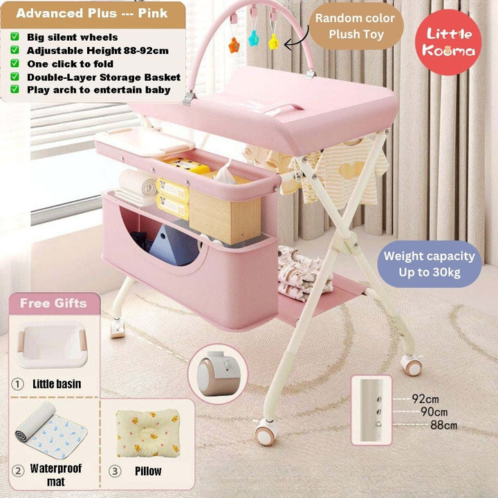 Mobile Foldable Multi-functional Baby Diaper Changing Station Table Adjustable Height