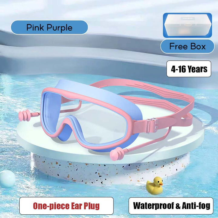 Kid's Swimming Goggles Anti-fog Wide Vision Silicone Frame