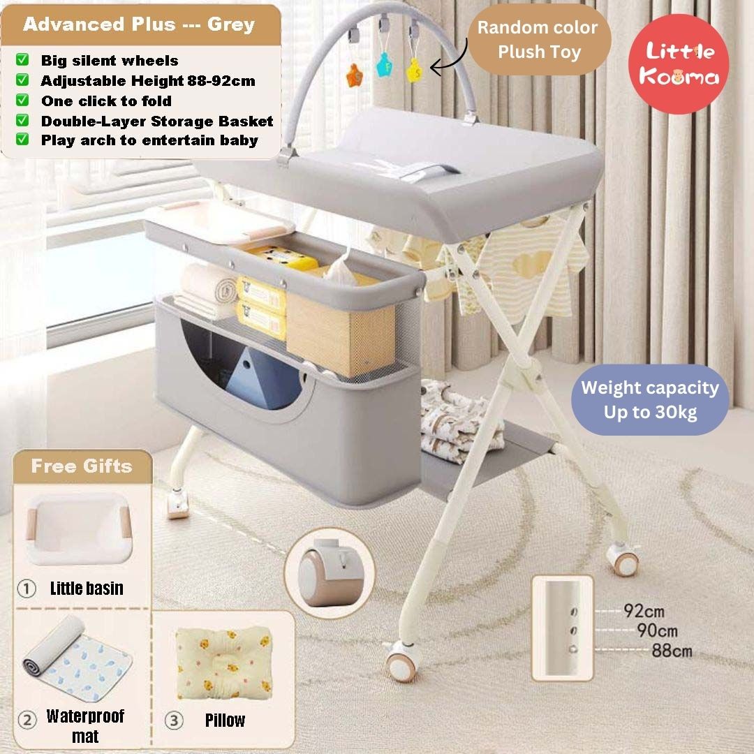 Mobile Foldable Multi-functional Baby Diaper Changing Station Table Adjustable Height