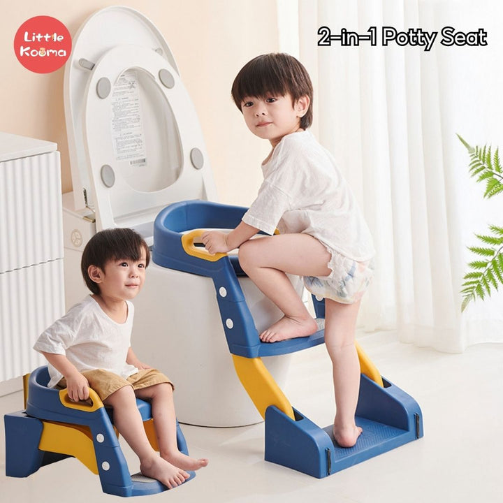 Baby Toddler Kids Boy Girl 2-In-1 Version Potty Training Seat with Ladder Toilet Seat with Step Stools Non-Slip Potty Chair with Splash Guard and Handles