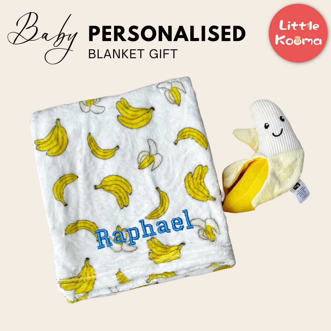 Personalised Hudson Baby Plush Toy n Blanket Set Banana 00397CH - Little Kooma