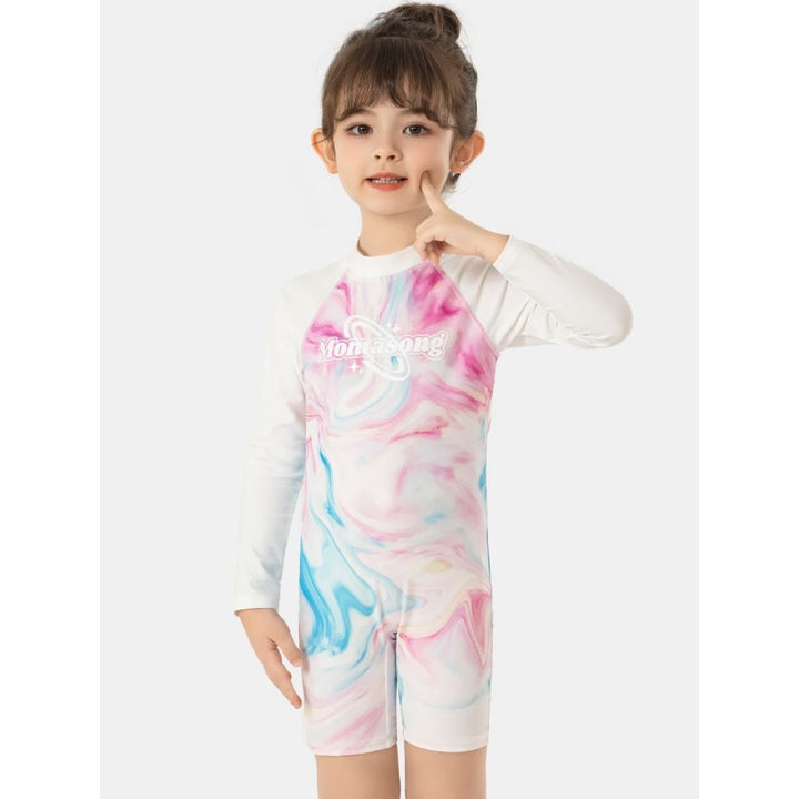 Baby Kids Girl Long Sleeve Tie-dye Swimming Suit w Zipper 907425 - Little Kooma