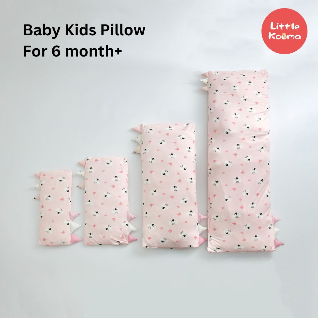 Baby Kids Bamboo Pillow Case Baby Bed-Time Hug Pillow Jumbo Pillow w Teething Tag Pink w White Koalas - Little Kooma