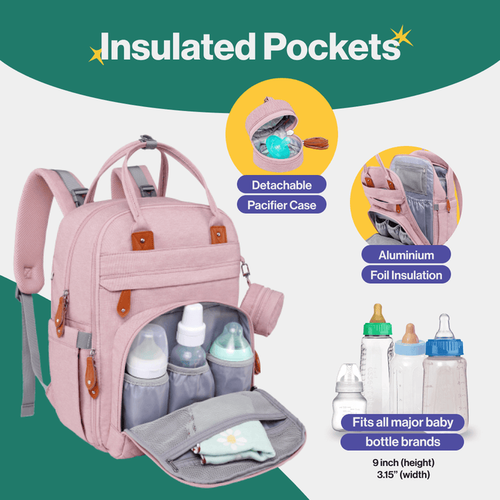 BabbleRoo Original Unisex Baby Diaper Bag Backpack Changing Bags with Changing Pad Insulated Pockets & Pacifier Holder for Boys Girls WELAVILA Large Multifunction Travel Back Pack for Mom & Dad