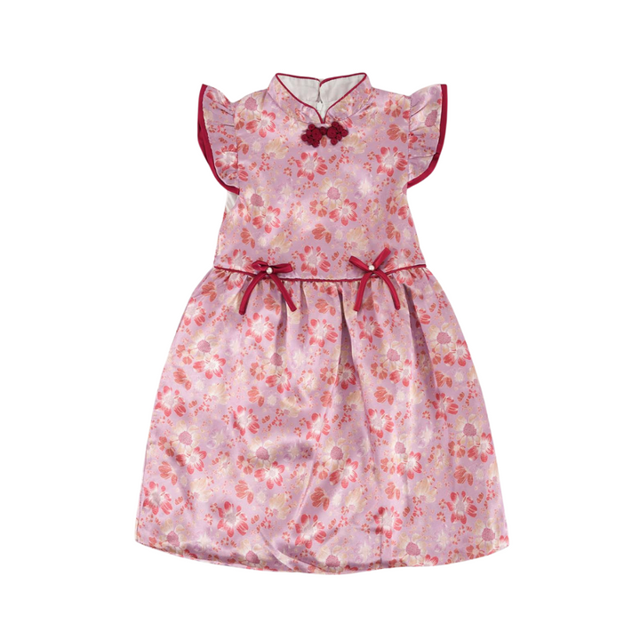 Purple w Flowers Baby Kids Girl Cheongsam Dress 0849