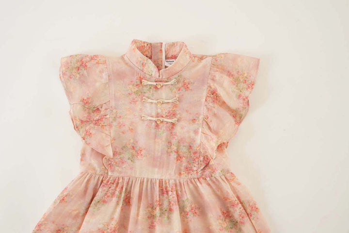 Pink Floral Baby Kids Girl Cheongsam Dress 0850