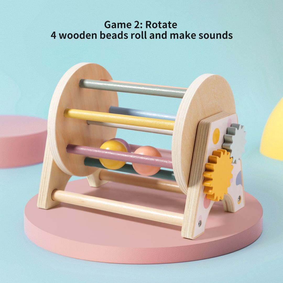 3-in-1 Wooden Shape Sorter Rolling Drum – Interactive Learning Toy for Toddlers 12 Months +