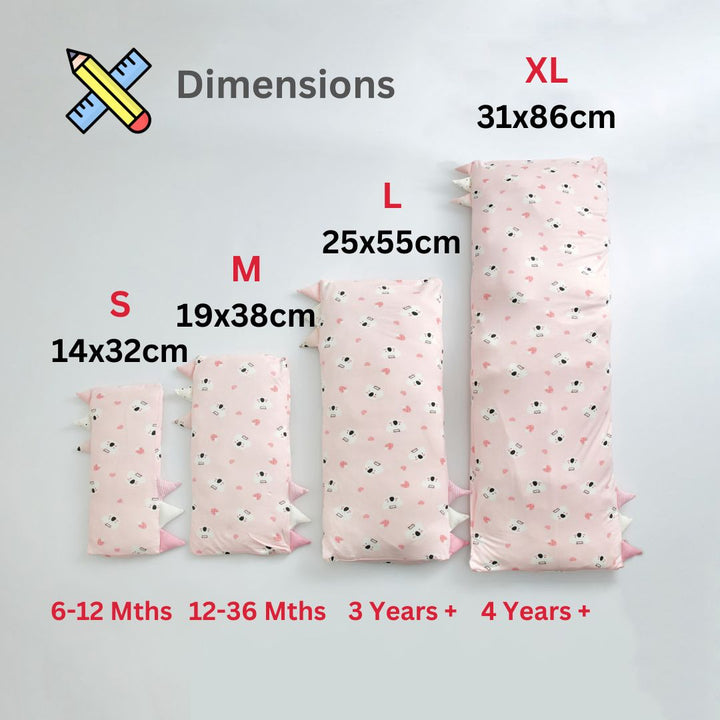 Baby Kids Bamboo Pillow Case Baby Bed-Time Hug Pillow Jumbo Pillow w Teething Tag Pink w White Koalas - Little Kooma