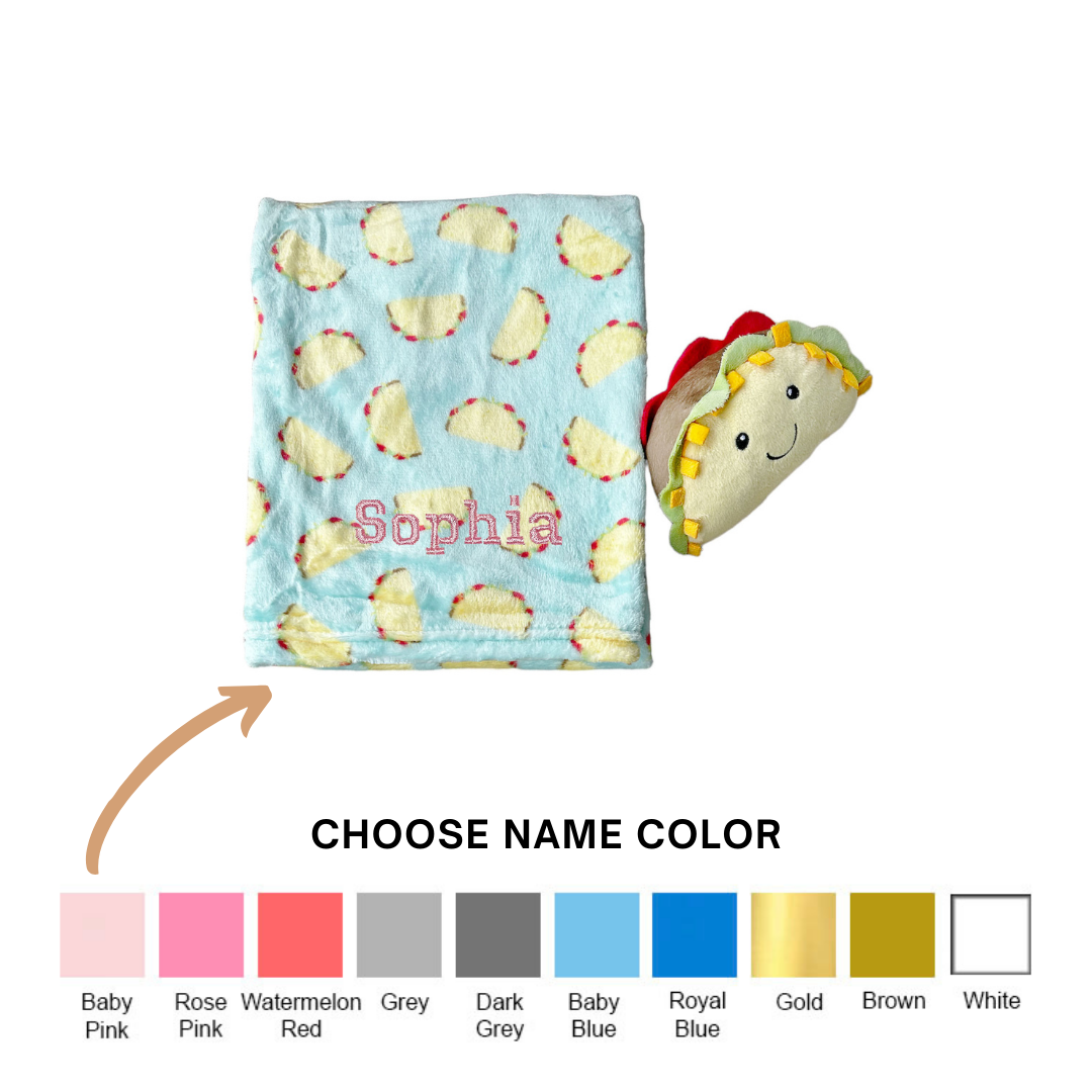 Personalised Hudson Baby Plush Toy n Blanket Set Taco 00313CH - Little Kooma