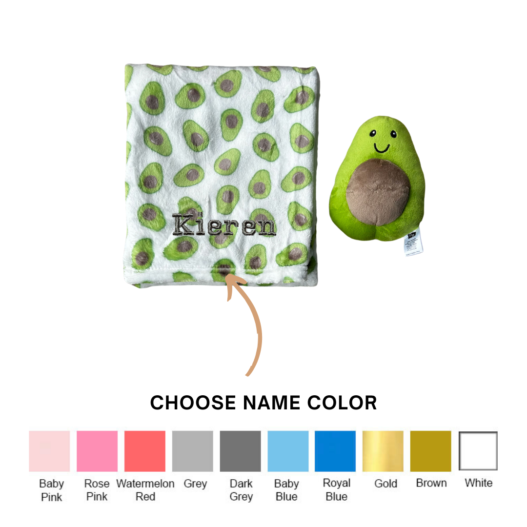 Personalised Hudson Baby Plush Toy n Blanket Set Avocado 00326CH - Little Kooma