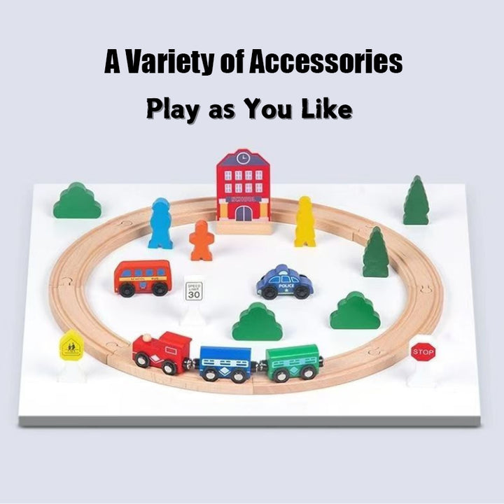 36PCS Wooden Train Tracks Magnetic Trains Toy Railway Kits for Kids Toddler Boys and Girls 3 Years +