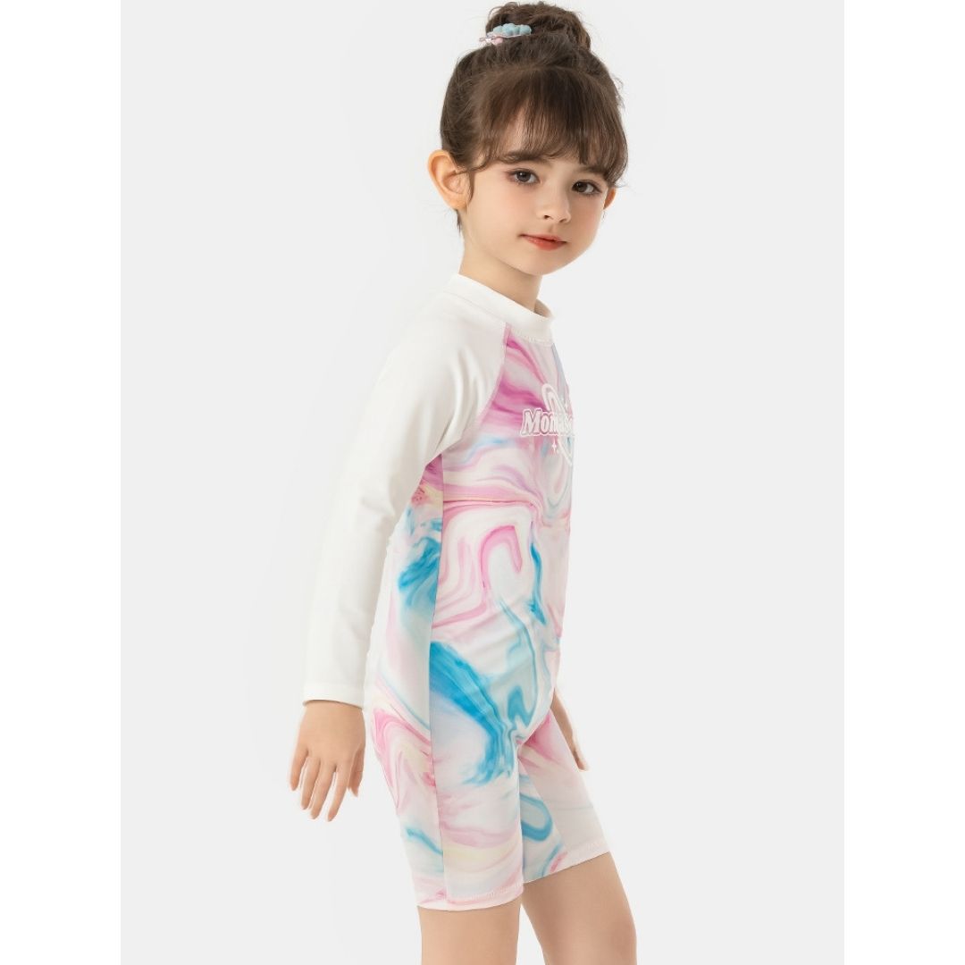 Baby Kids Girl Long Sleeve Tie-dye Swimming Suit w Zipper 907425 - Little Kooma