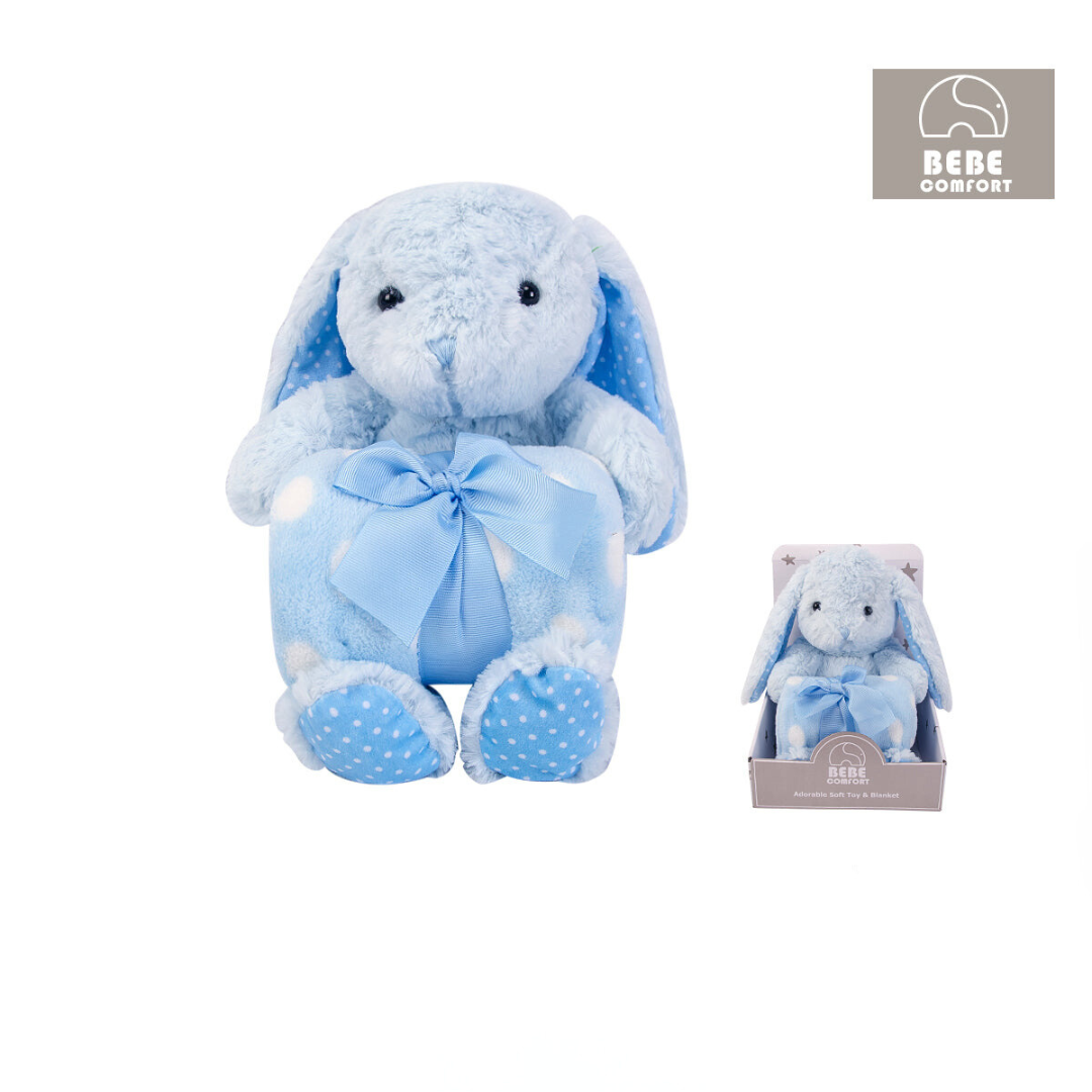 New Born Baby Girl LED Light Layette Plush Blanket Romper Muslin Blanket Blue Bunny Suitcase Mummy Makeup Box Gift Hamper