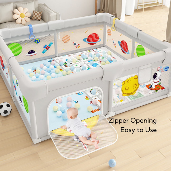 Portable Foldable Baby Toddler Pop Up Mesh Playpen Play Yard w Ocean Balls - Little Kooma