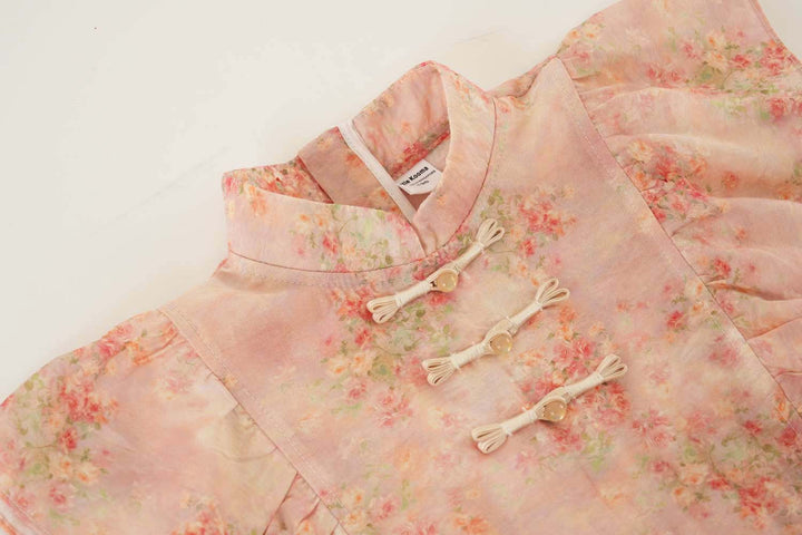 Pink Floral Baby Kids Girl Cheongsam Dress 0850