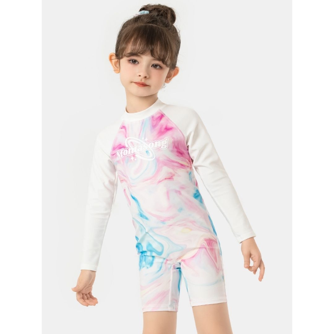 Baby Kids Girl Long Sleeve Tie-dye Swimming Suit w Zipper 907425 - Little Kooma