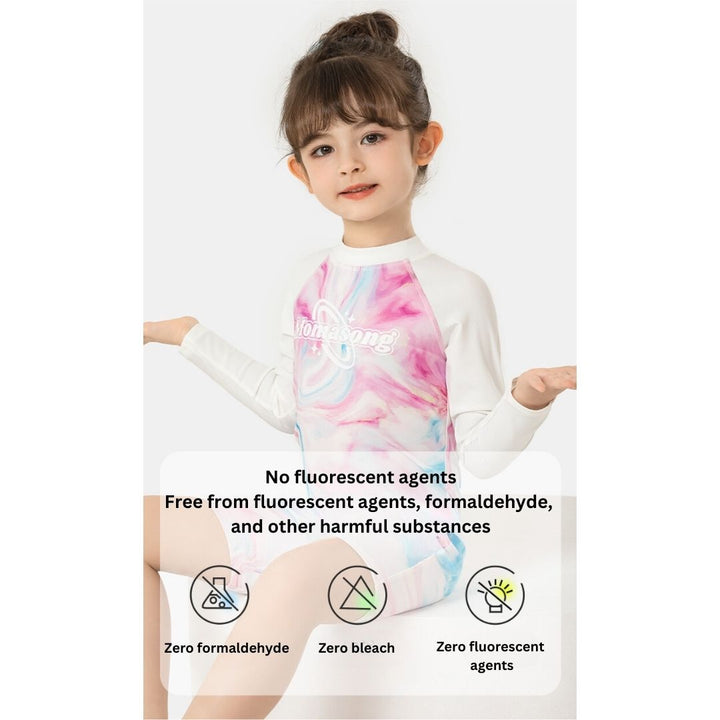 Baby Kids Girl Long Sleeve Tie-dye Swimming Suit w Zipper 907425 - Little Kooma