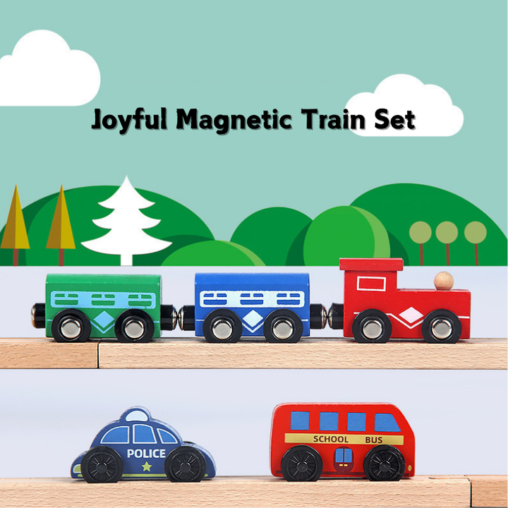 36PCS Wooden Train Tracks Magnetic Trains Toy Railway Kits for Kids Toddler Boys and Girls 3 Years +