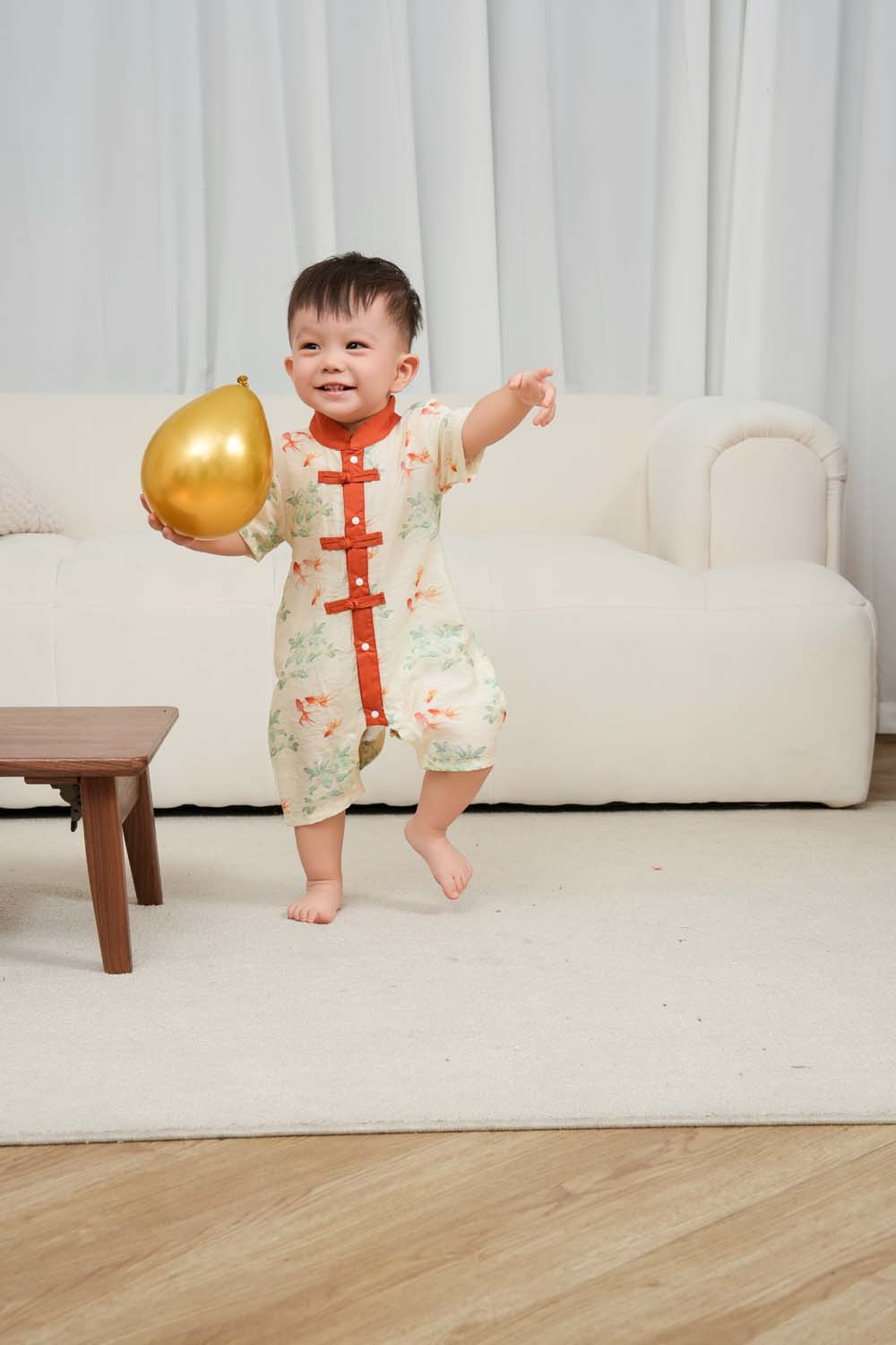 Fortune Bloom Family Set with Golden Fish Baby Boy Cheongsam Romper 0828