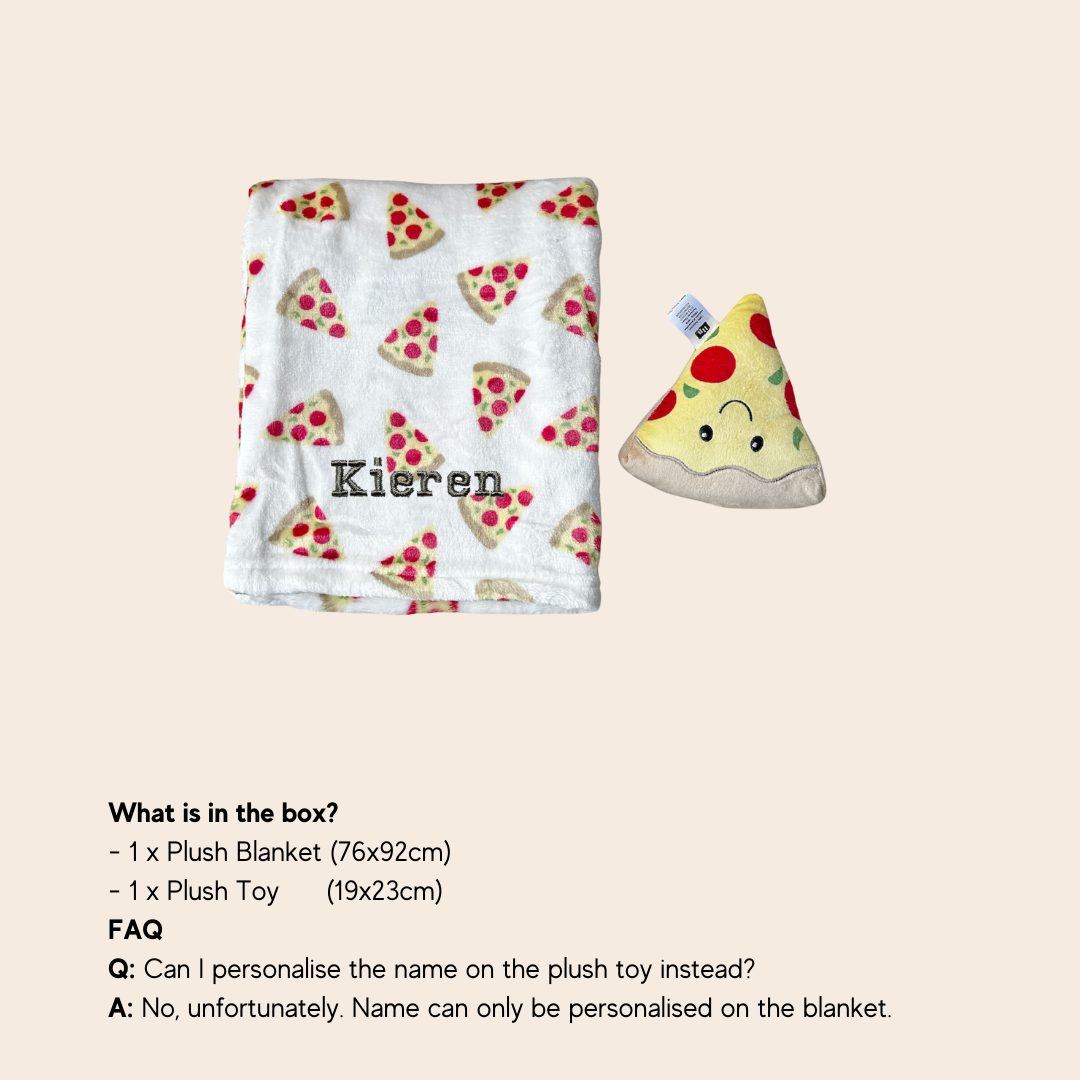 Personalised Hudson Baby Plush Toy n Blanket Set Pizza 00320CH - Little Kooma