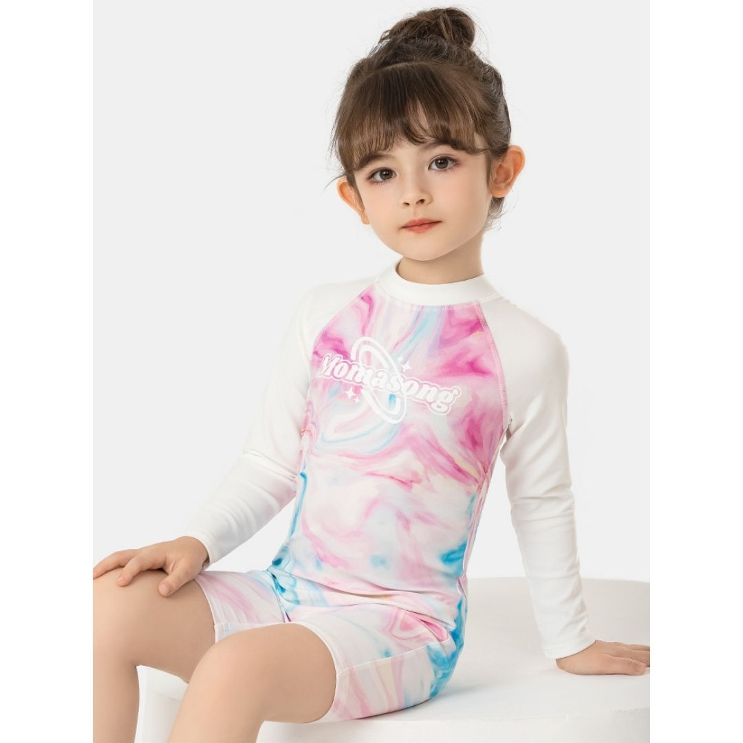 Baby Kids Girl Long Sleeve Tie-dye Swimming Suit w Zipper 907425 - Little Kooma