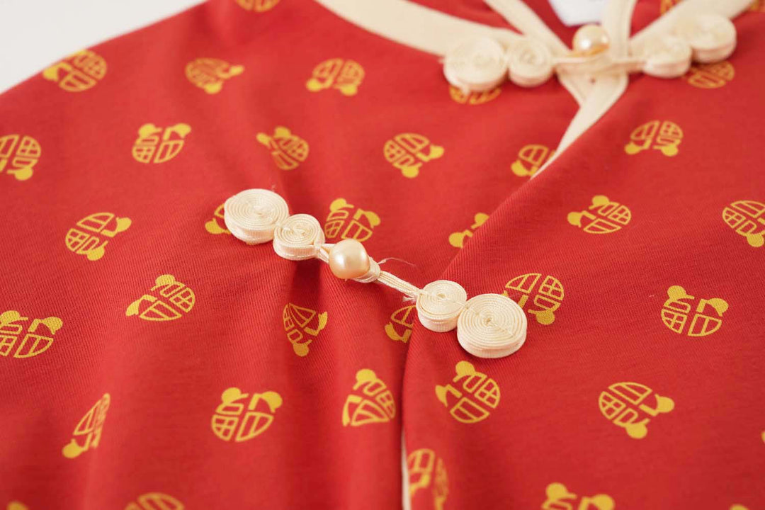 Blessing and Joy Family Set with Lucky Fu Characters Baby Kids Girl Cheongsam Dress 0830