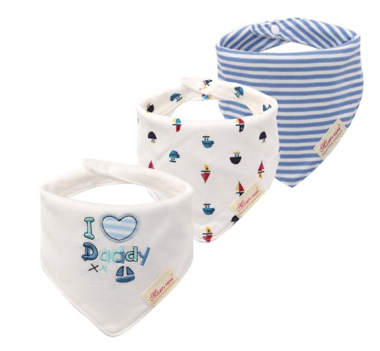 Baby Boy I Love Daddy Bandana Bibs 3 Pack - Little Kooma