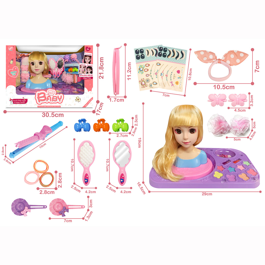 Kids' Girl Fashion Doll Make Up Kit Hair Salon Pretend Play 24 Pieces - Little Kooma