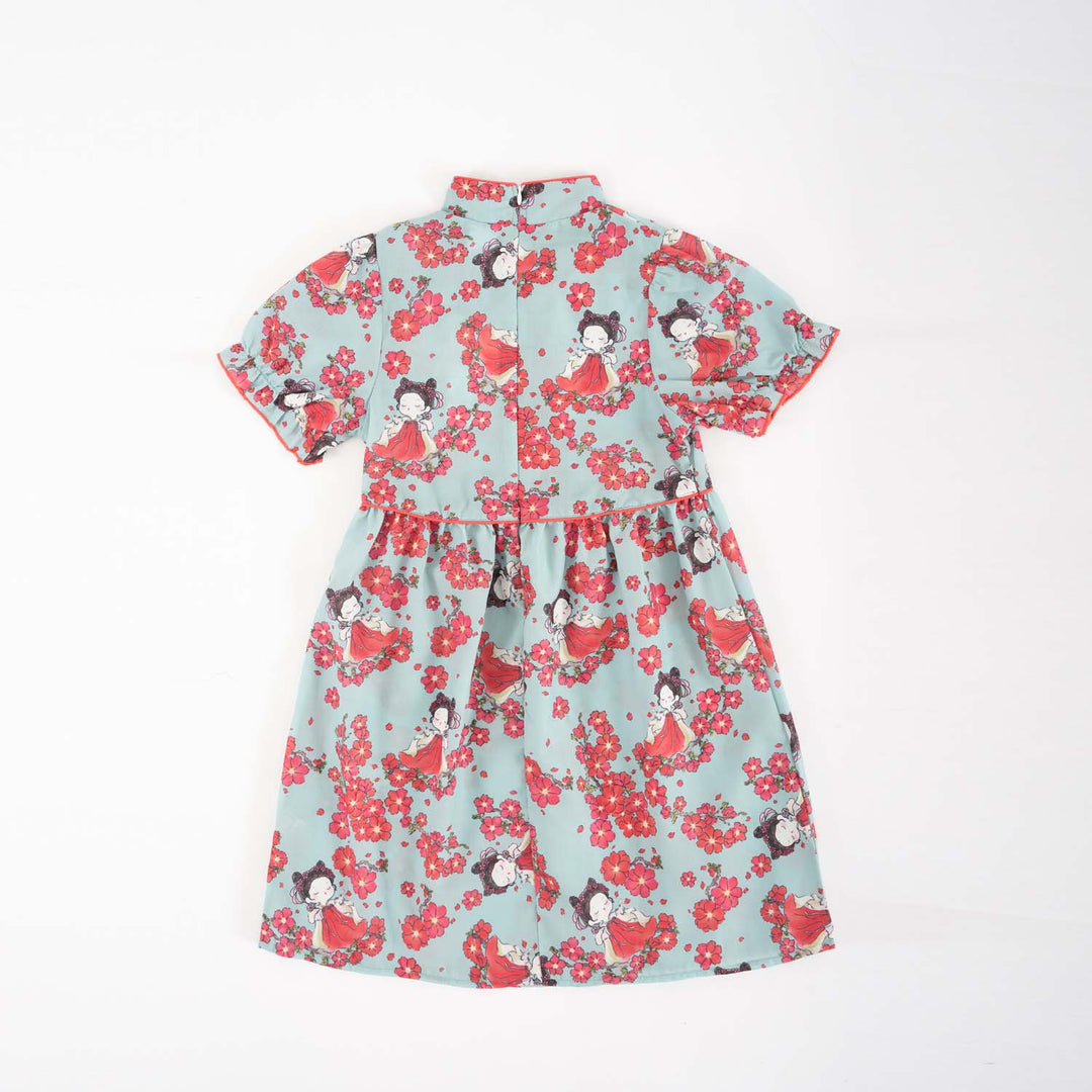 Singapore Souvenir Gift Little Girl Dancing Among Red Plum Flowers Baby Kids Girl Cheongsam Dress 0853