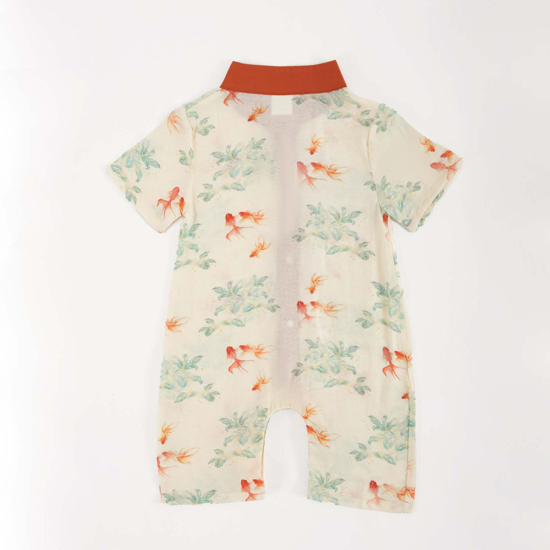 Singapore Souvenir Gift Fortune Bloom Family Set with Golden Fish Baby Boy Cheongsam Romper 0828