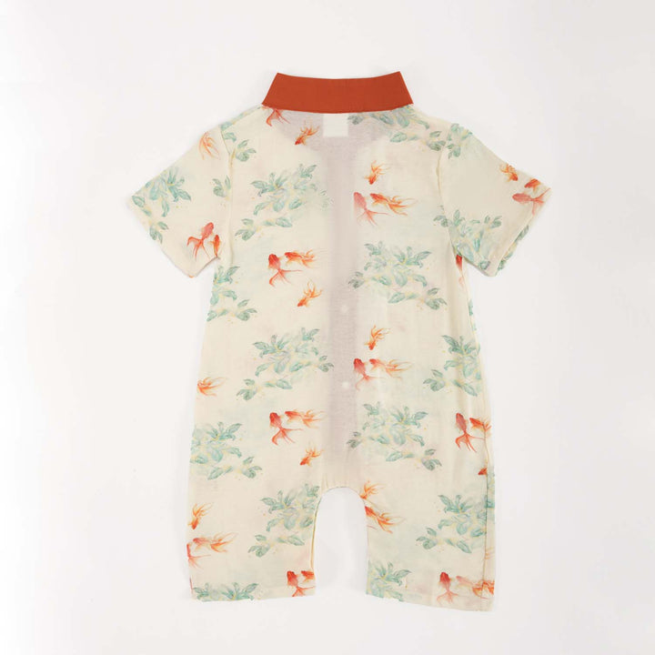 Fortune Bloom Family Set with Golden Fish Baby Boy Cheongsam Romper 0828