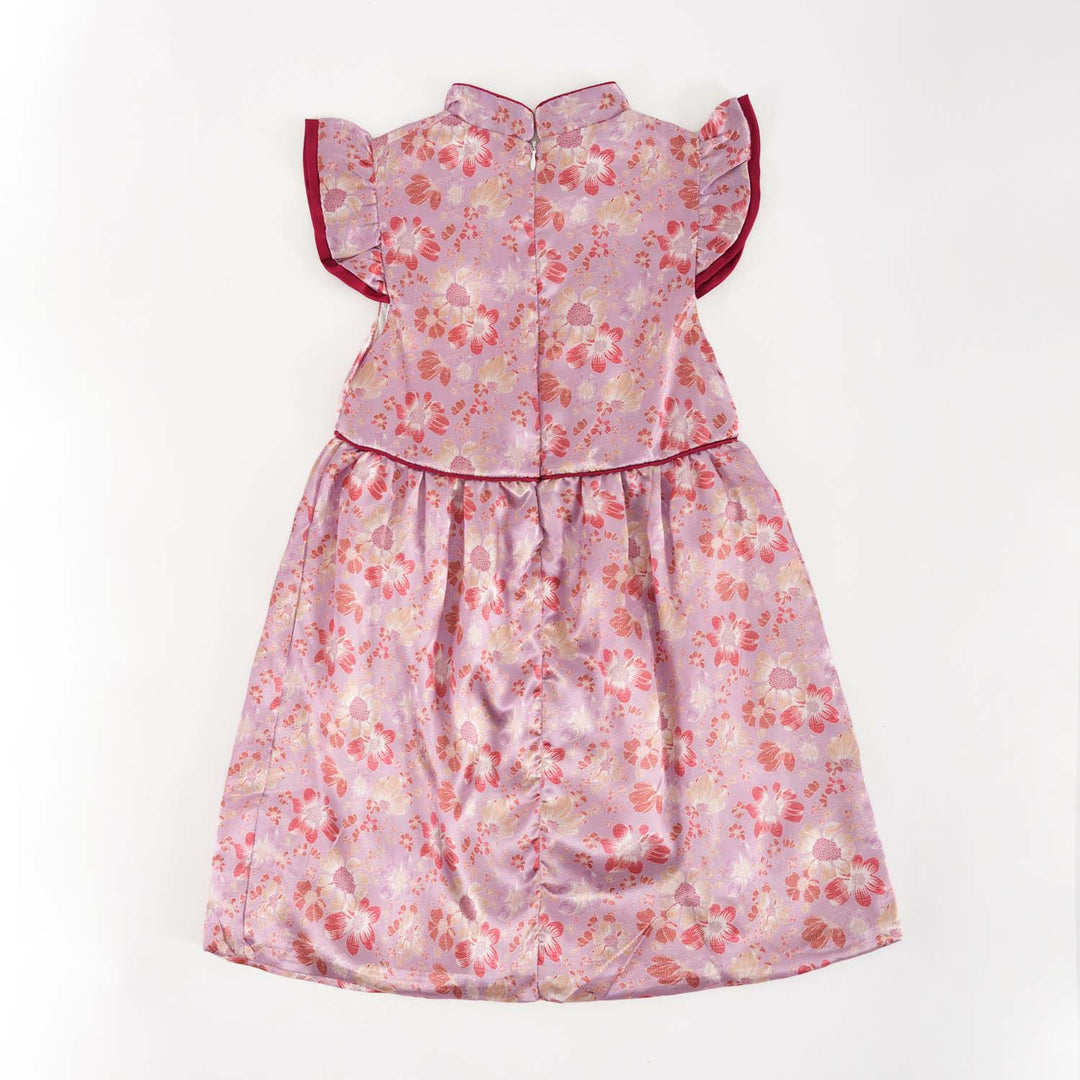 Purple w Flowers Baby Kids Girl Cheongsam Dress 0849