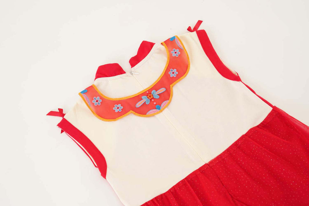 Wealth and Harmony Red Family Set with Golden Fish Embroidery Baby Kids Girl Cheongsam Dress 0833