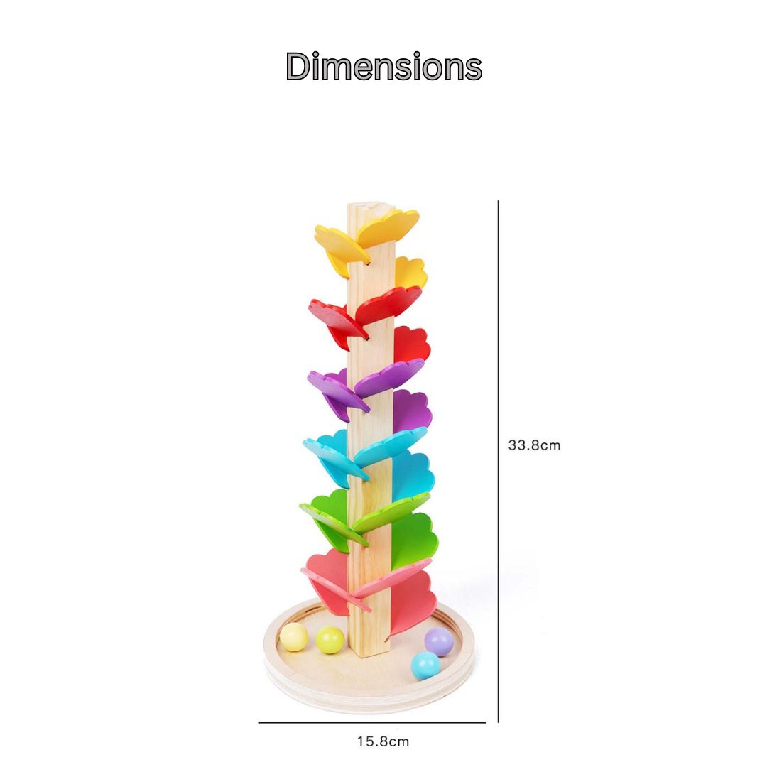 Wooden Marble Run Toy with Spiral Race Tracks, STEM Building Set for Kids Ages 3 Years +