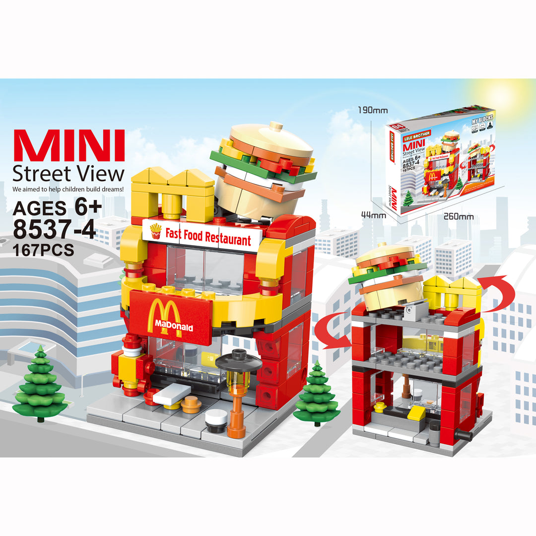 Kids Building Blocks 167pcs Mini Street View Fast Food Restaurant - Little Kooma