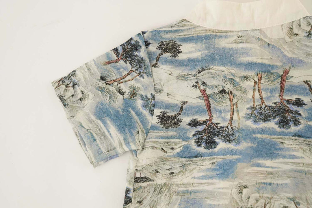 Singapore Souvenir Gift Chinese Landscape Painting Mountains Trees Houses Baby Boy Cheongsam Romper 0840