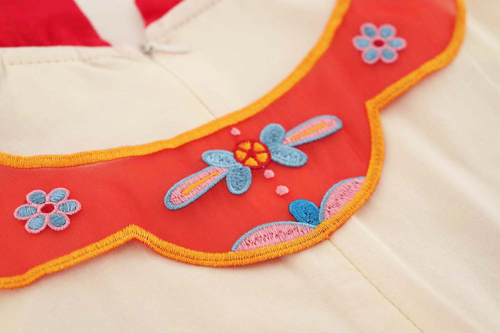 Wealth and Harmony Red Family Set with Golden Fish Embroidery Baby Kids Girl Cheongsam Dress 0833