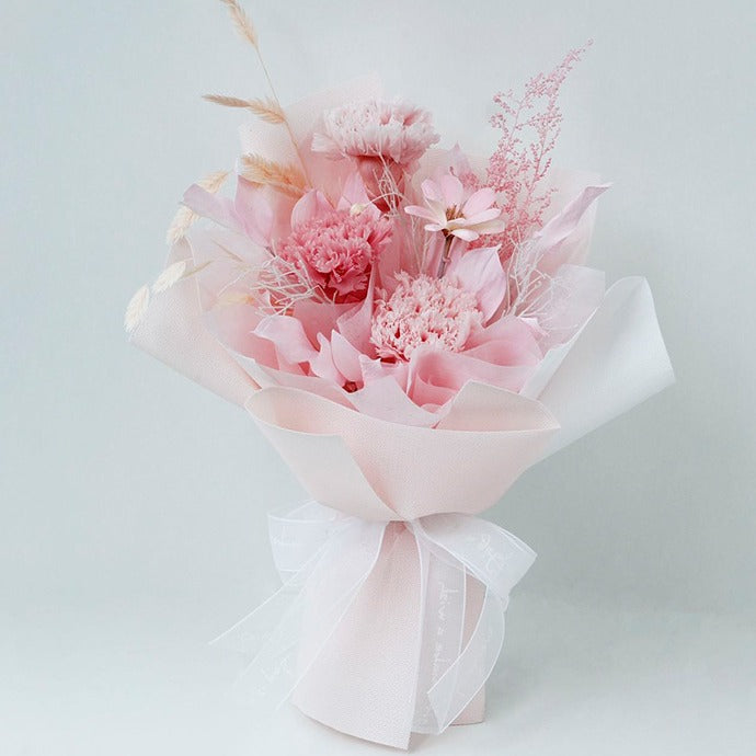 Roses Carnation Dried Flower Hand Bouquet For Mum Baby Shower Gift - Little Kooma