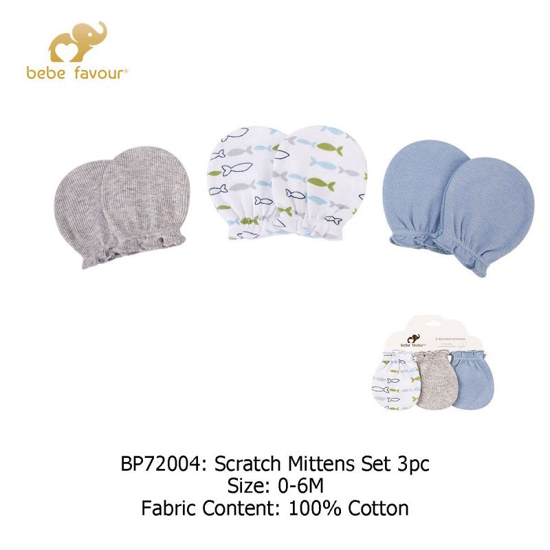 Baby 3 Pairs Scratch Mitten Set BP72004 - Little Kooma