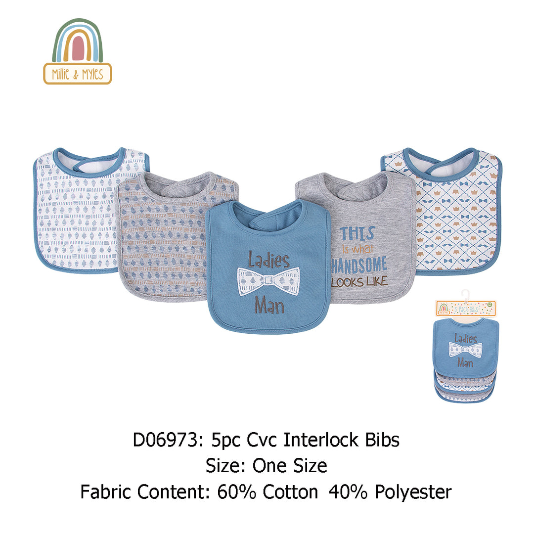 Baby 5pc Interlock Bibs Gentleman D06973 - Little Kooma