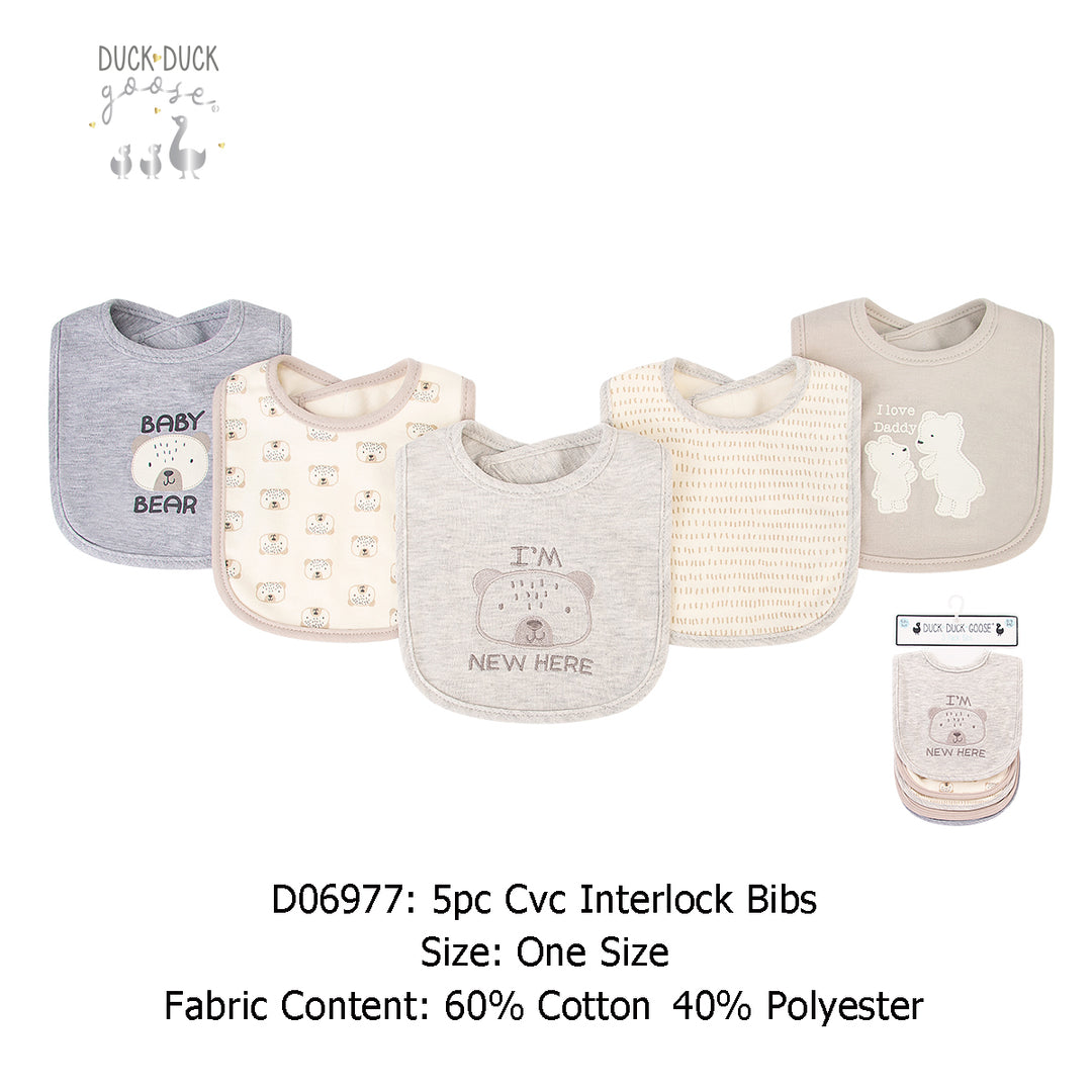 Baby 5pc Interlock Bibs Polar Bear D06977 - Little Kooma