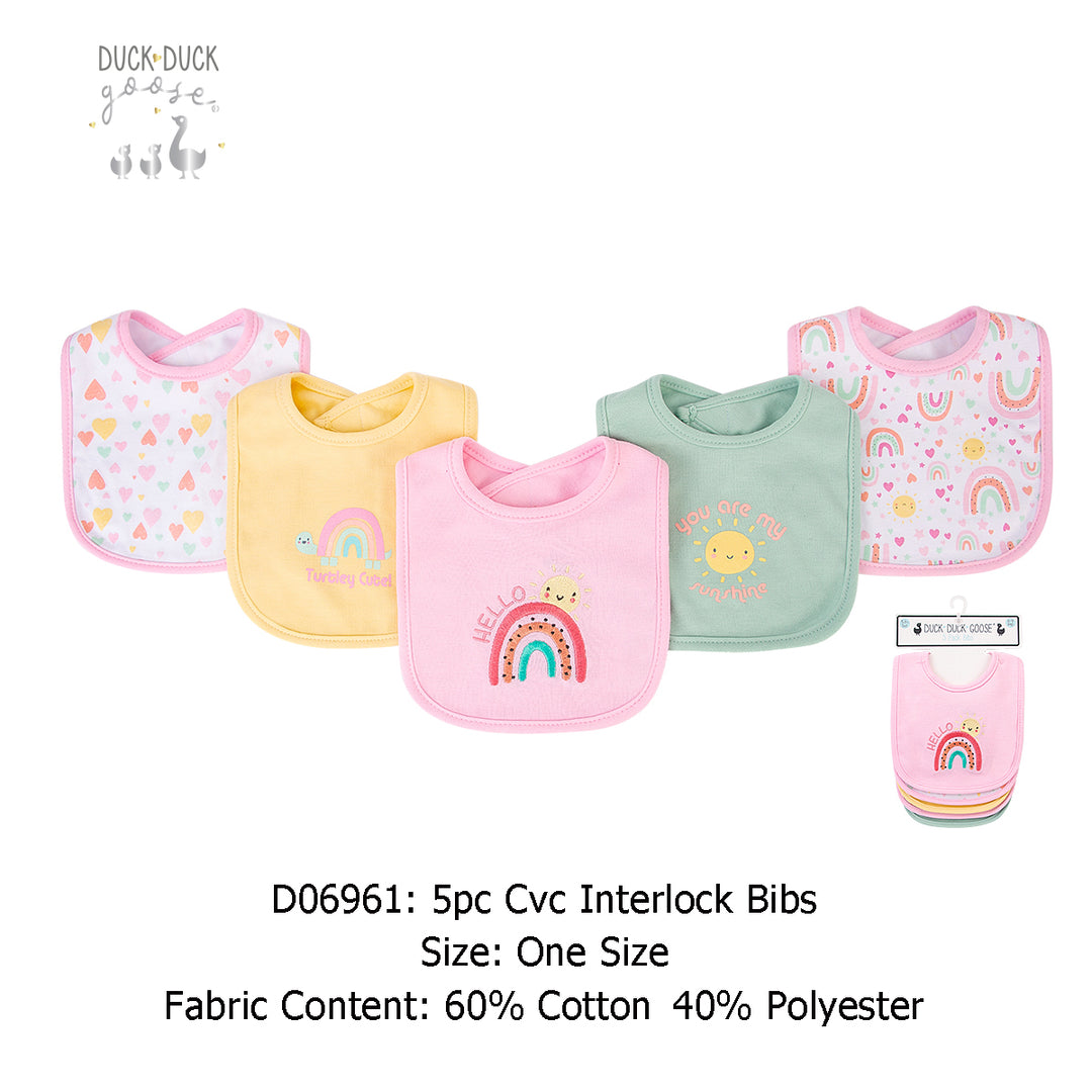 Baby 5pc Interlock Bibs Rainbow D06961 - Little Kooma