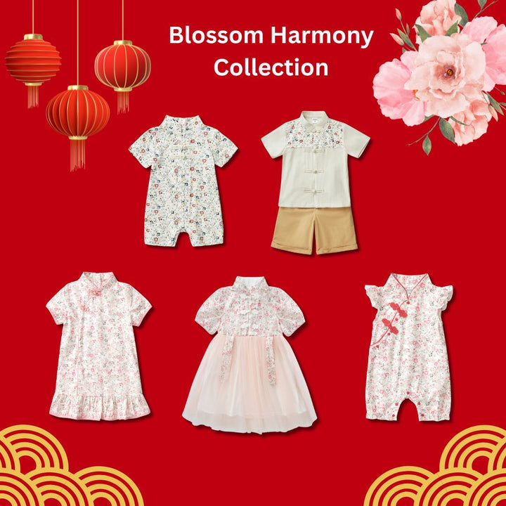 Blossom Harmony Collection Baby Kids Girl Pink Floral Cheongsam Voile Dress Family Wear 0823 - Little Kooma