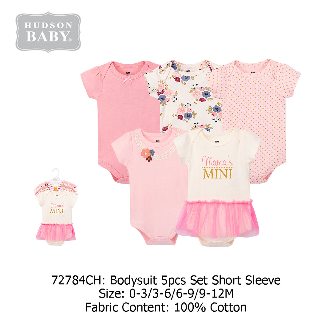 Hudson Baby Bodysuit 5pc Set Short Sleeve MAMA'S MINI 72784CH - Little Kooma