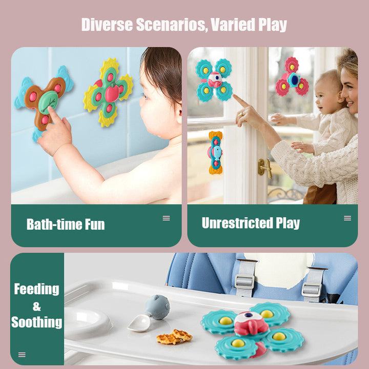 Huanger Suction Cup Spinning Toy Baby Bath Toys Sand Hammer Teething Toy - Little Kooma