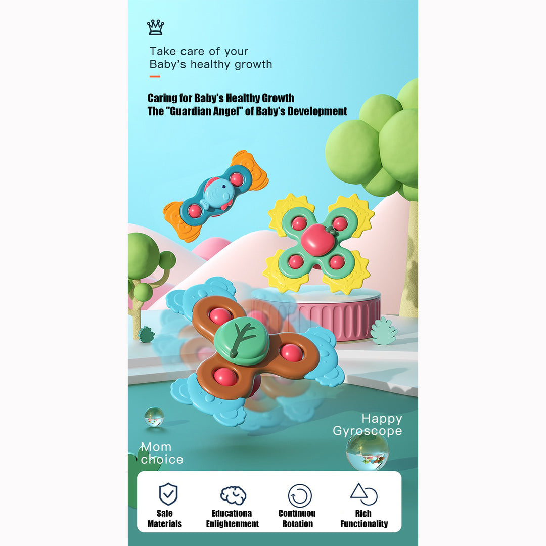 Huanger Suction Cup Spinning Toy Baby Bath Toys Sand Hammer Teething Toy - Little Kooma